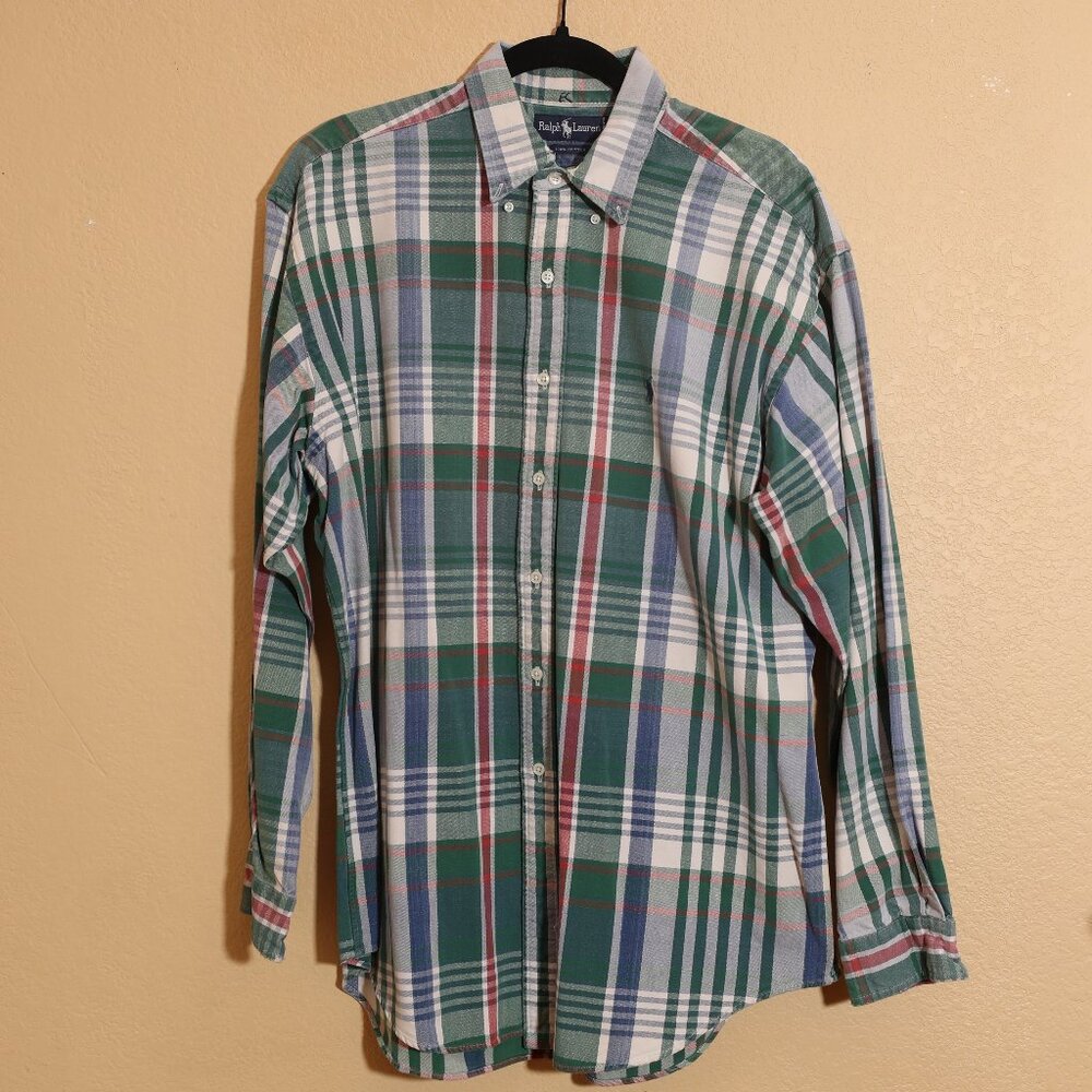 Polo Ralph Lauren icon logo plaid stretch poplin (L)